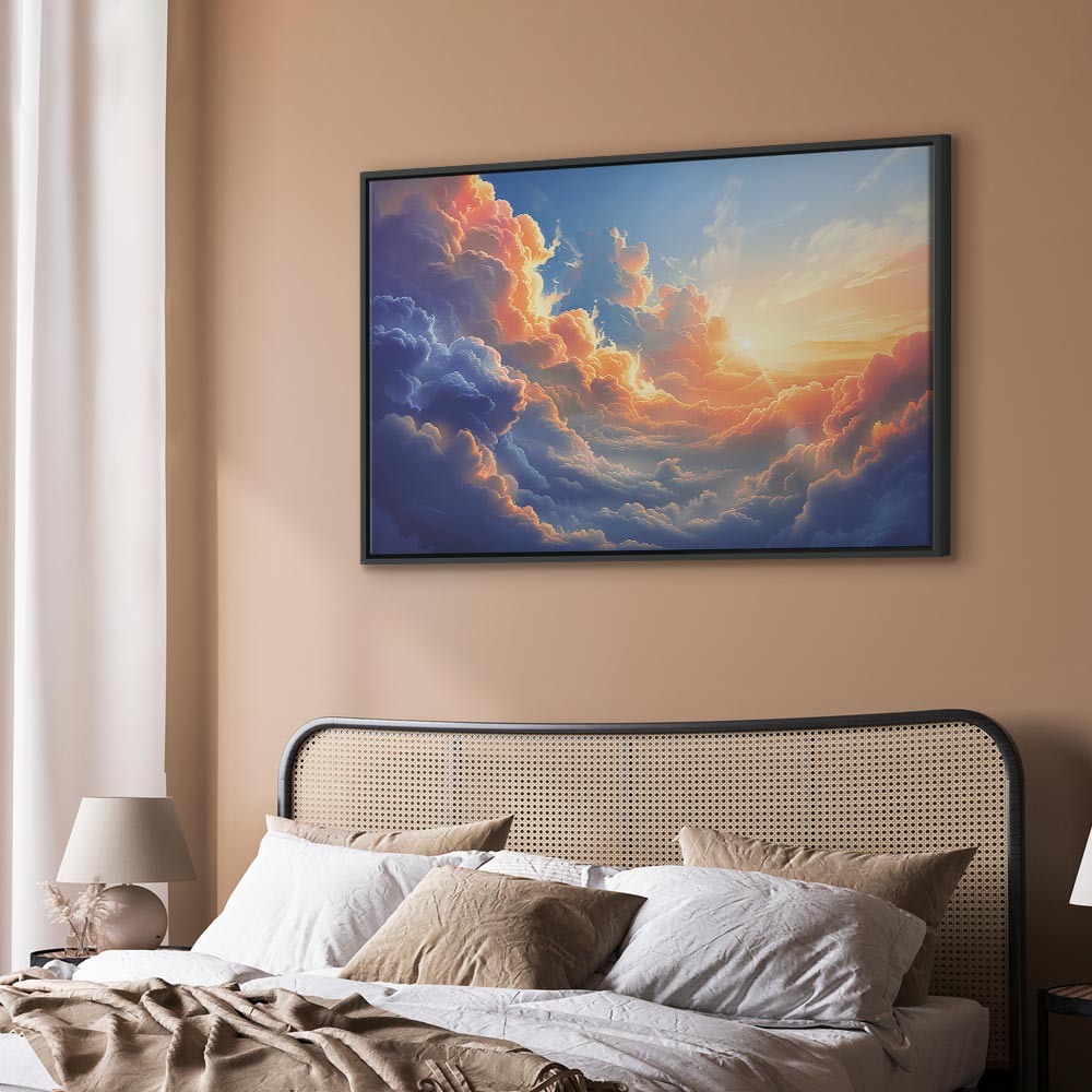 Canvas Print Sunset Over a Cloudy Sea - Vibrant Colors
