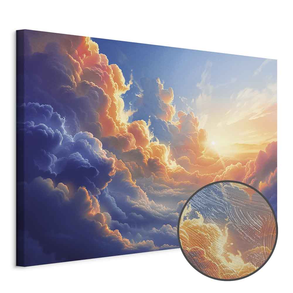 Sunset Over Cloudy Sea Multicolor Canvas Print