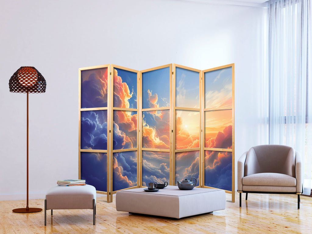 Japanese Room Divider - Sunset Over a Cloudy Sea