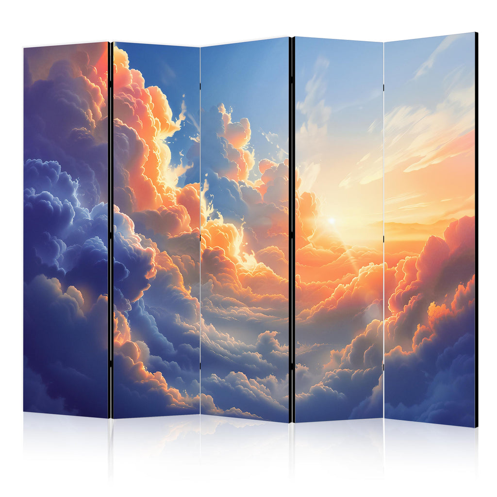 Room Divider - Sunset Over a Cloudy Sea: 5-Panel Landscape