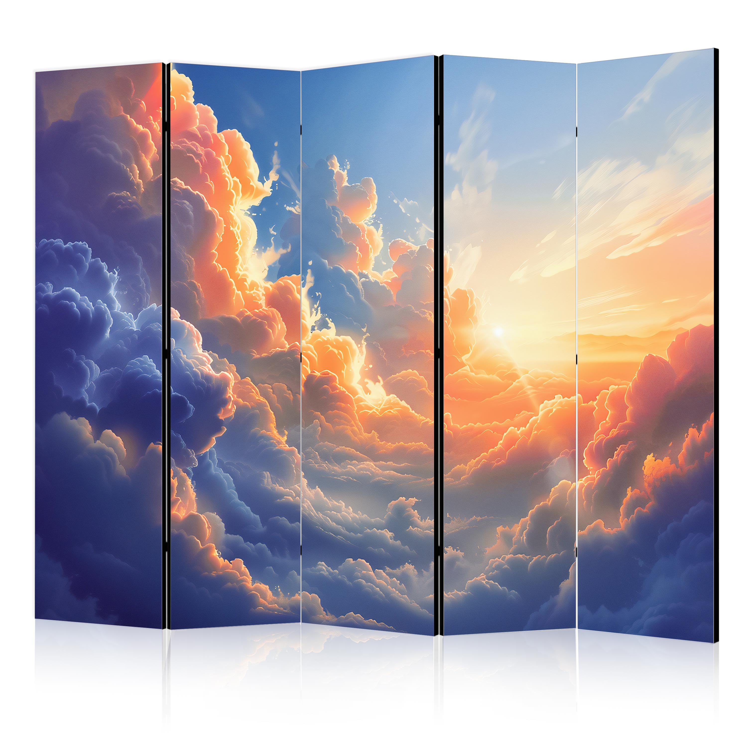 Room Divider - Sunset Over a Cloudy Sea: 5-Panel Landscape