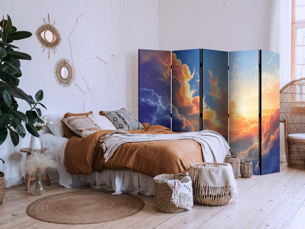 Room Divider - Sunset Over a Cloudy Sea: 5-Panel Landscape