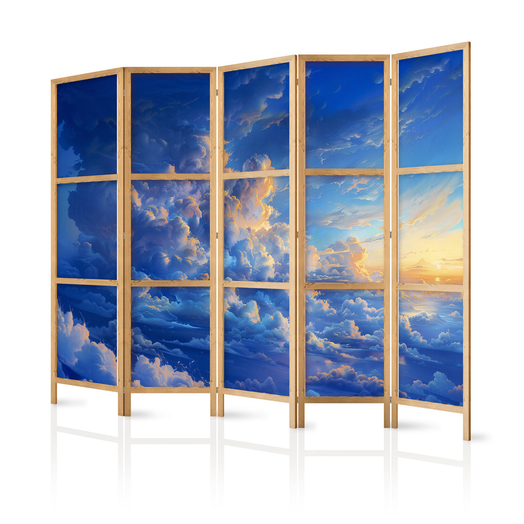 Japanese Room Divider 5-Panel Sky Cloud Artwork