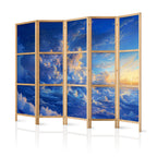 Japanese Room Divider 5-Panel Sky Cloud Artwork