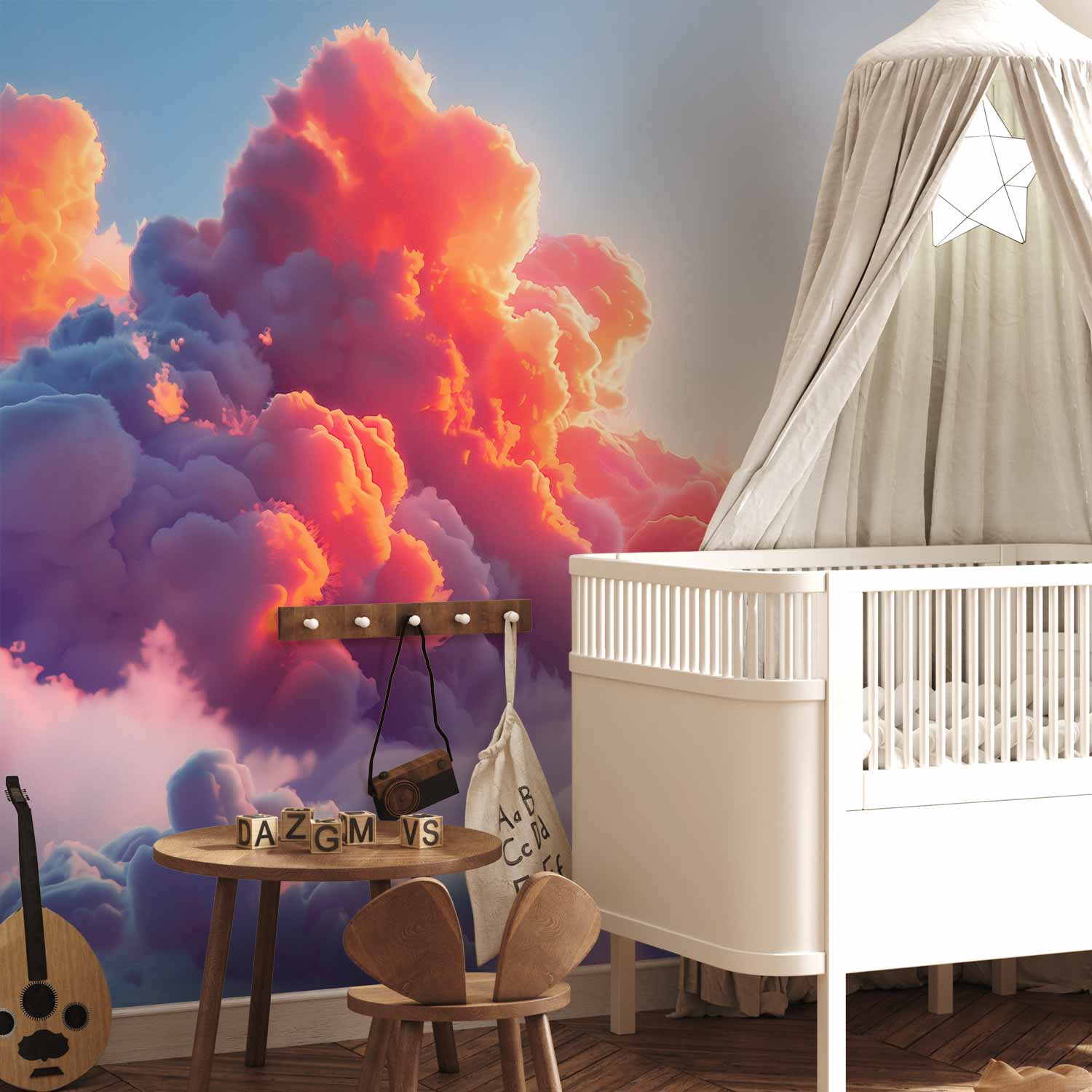 Pink Violet Twilight Clouds Wall Mural