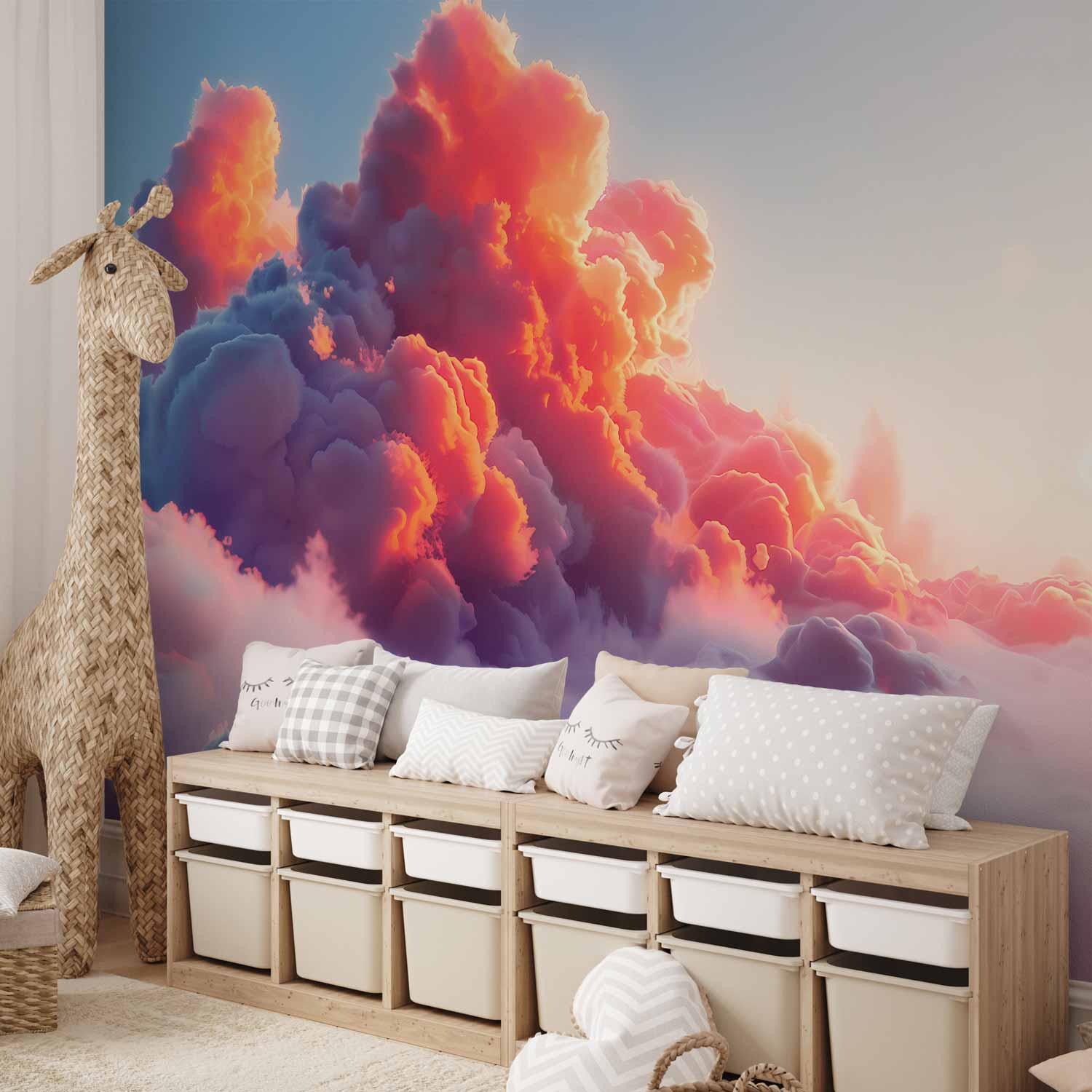Pink Violet Twilight Clouds Wall Mural
