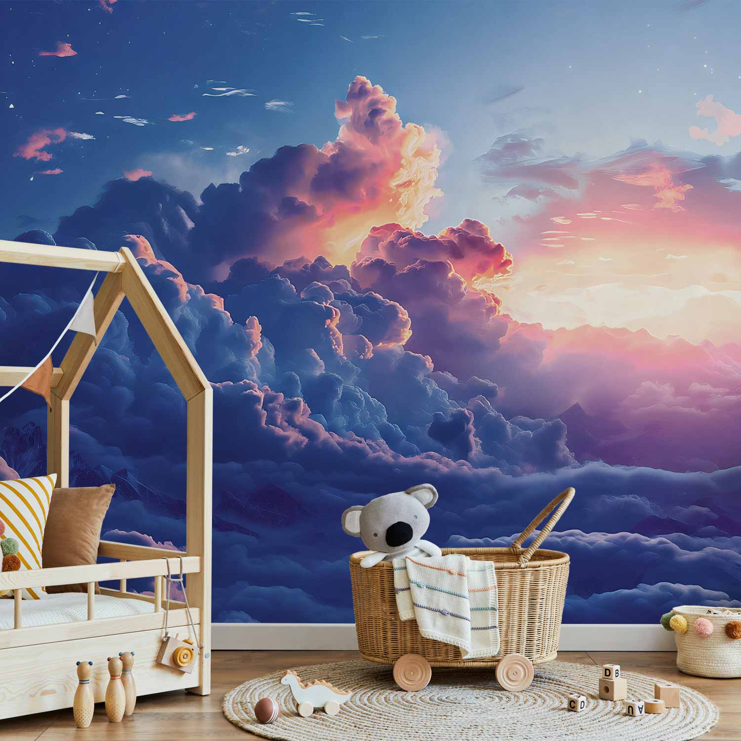 Wall Mural Night Concert in the Mountains Clouds Illuminated by the Last Rays of the Sun