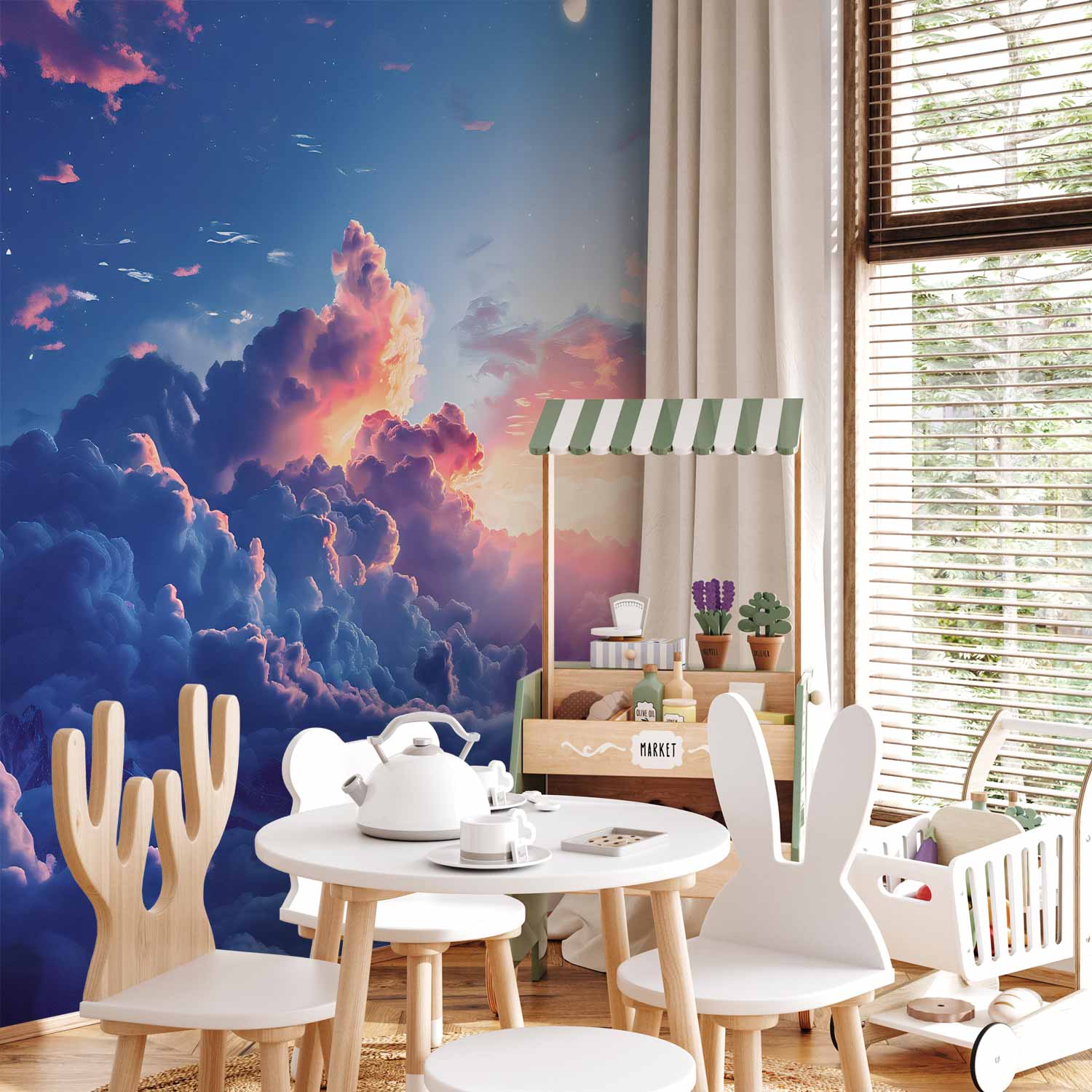 Mountain Sunset Clouds Landscape Wall Mural