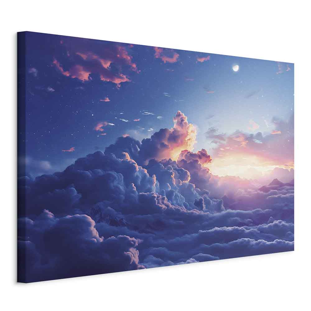 Canvas Print Night Concert in the Mountains: Clouds Illuminated by the Last Rays of the Sun