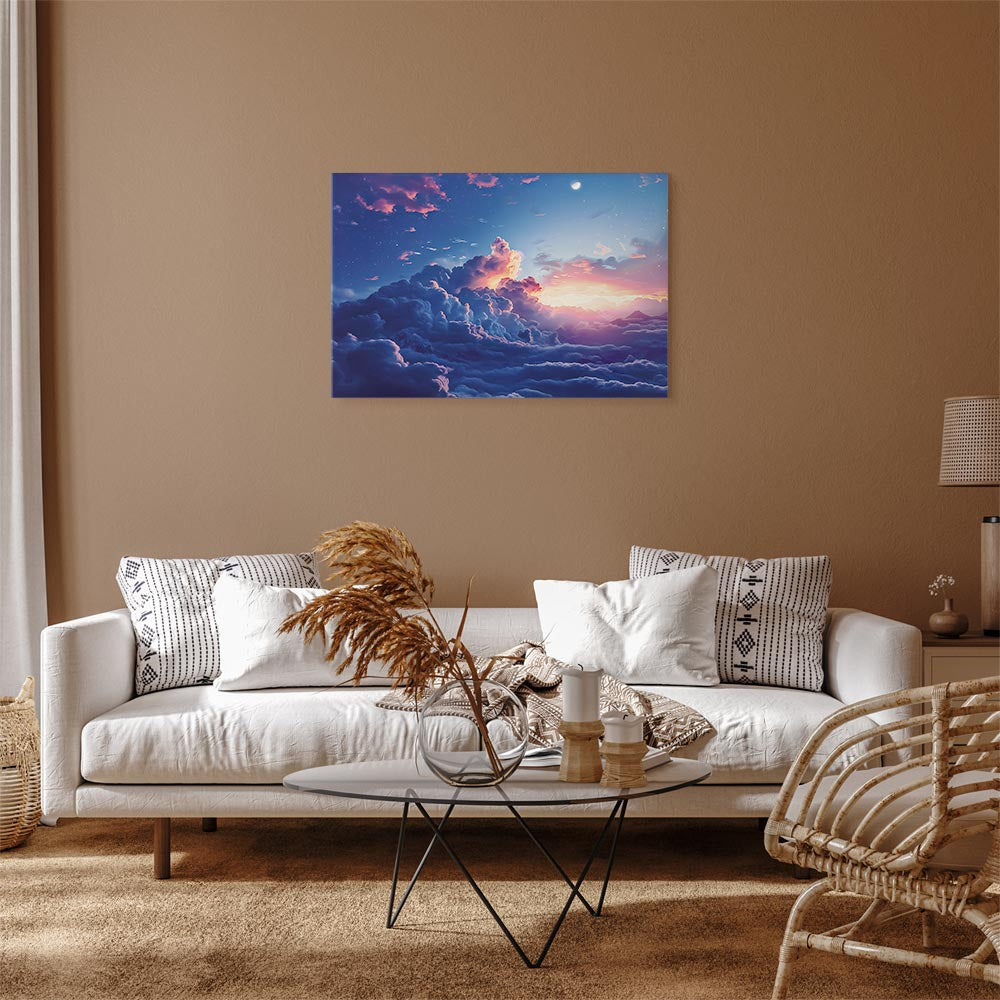 Canvas Print Night Concert in the Mountains: Clouds Illuminated by the Last Rays of the Sun