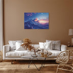 Canvas Print Night Concert in the Mountains: Clouds Illuminated by the Last Rays of the Sun