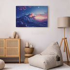 Mountain Night Concert Clouds Sunset Canvas Print