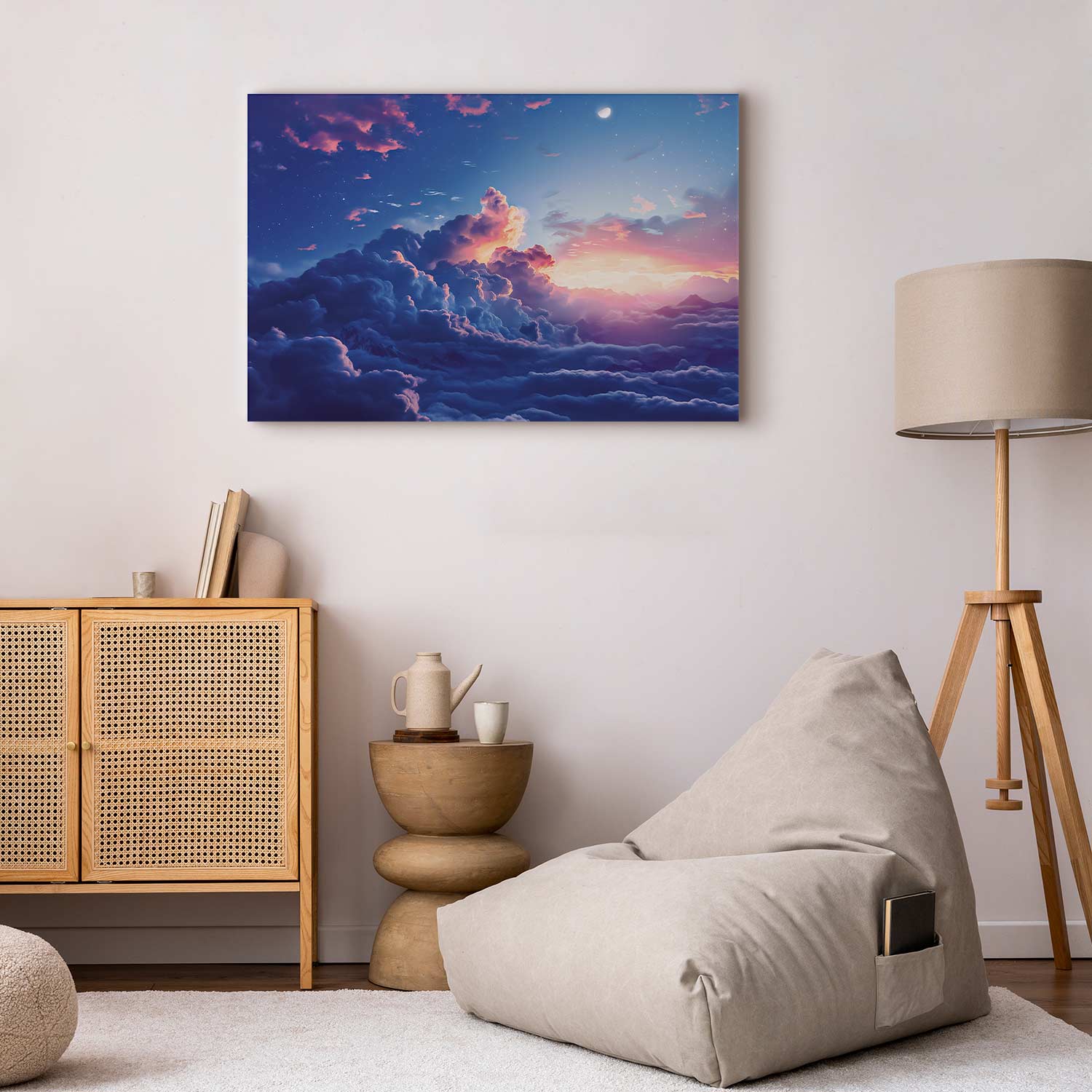 Mountain Night Concert Clouds Sunset Canvas Print