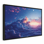Canvas Print Night Concert in the Mountains: Clouds Illuminated by the Last Rays of the Sun