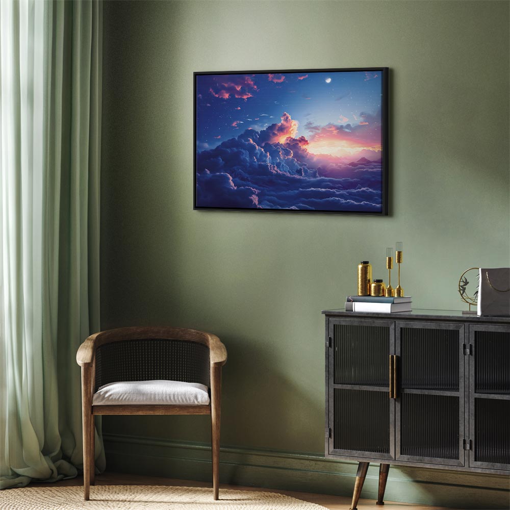 Canvas Print Night Concert in the Mountains: Clouds Illuminated by the Last Rays of the Sun