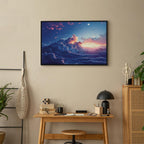 Canvas Print Night Concert in the Mountains: Clouds Illuminated by the Last Rays of the Sun