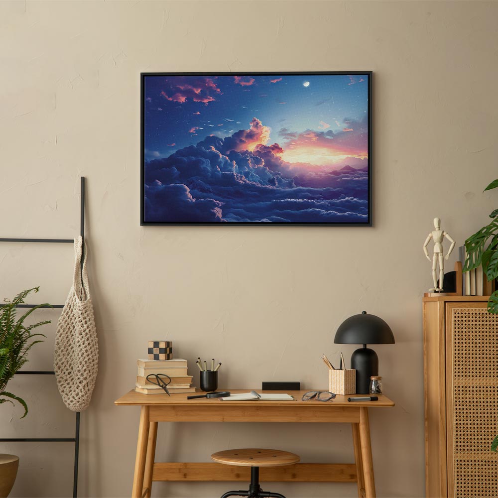 Canvas Print Night Concert in the Mountains: Clouds Illuminated by the Last Rays of the Sun