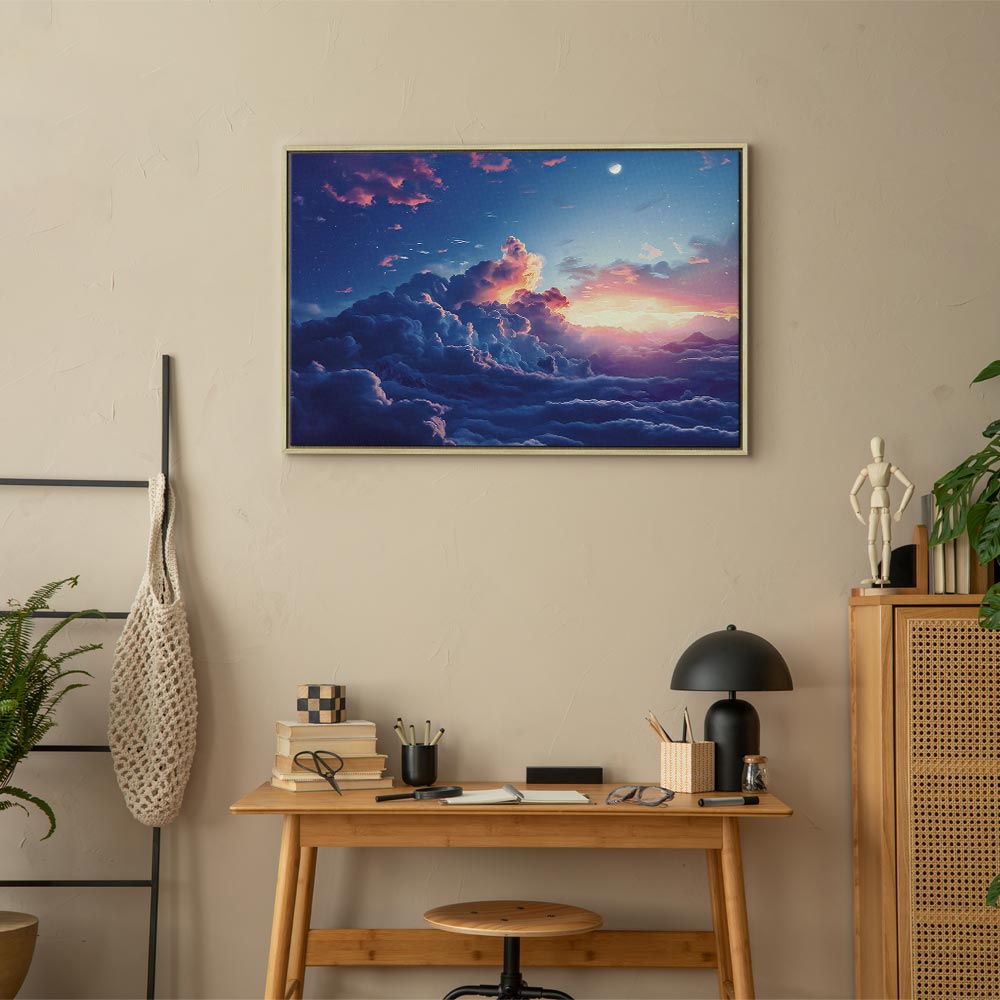 Canvas Print Night Concert in the Mountains: Clouds Illuminated by the Last Rays of the Sun