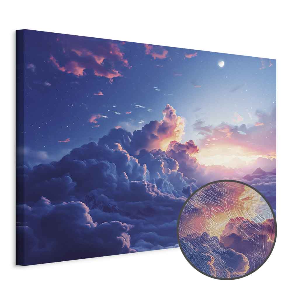 Mountain Night Concert Clouds Sunset Canvas Print