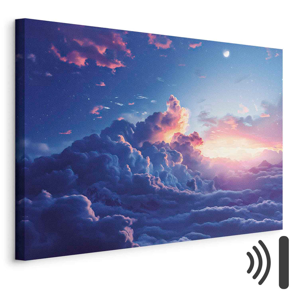 Mountain Night Concert Clouds Sunset Canvas Print