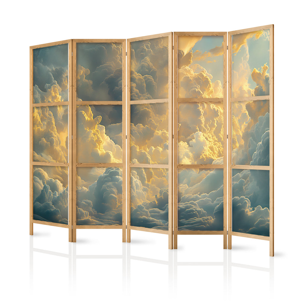 Japanese Room Divider 5-Panel Backgrounds and Patterns with Clouds in Evening Glow