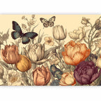 Colourful Tulips Cream Background Wall Mural