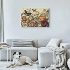 Colourful Tulips on Cream Floral Canvas Print