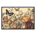 Colourful Tulips on Cream Floral Canvas Print