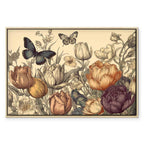 Colourful Tulips on Cream Floral Canvas Print