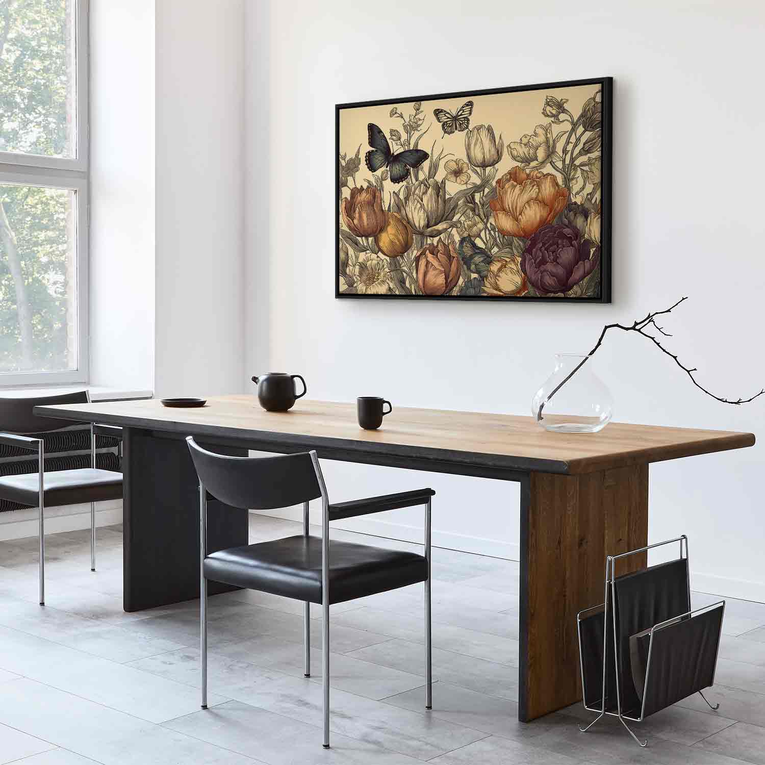 Colourful Tulips on Cream Floral Canvas Print