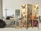Japanese Room Divider 3-Panel Tulips in Cream - Floral Illustration