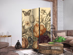 3-Panel Room Divider Tulips in Cream - Floral Illustration