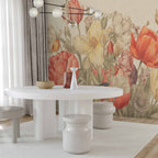 Bouquet Flowers Cream Background Wall Mural