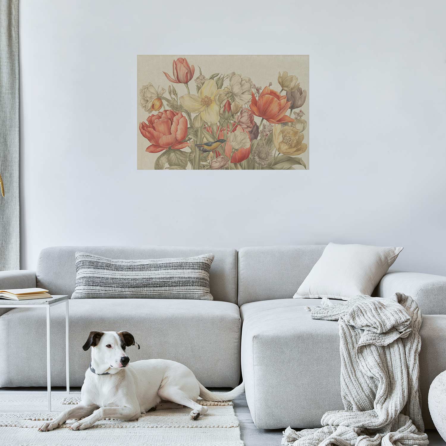 Flower Bouquet Cream Background Floral Poster