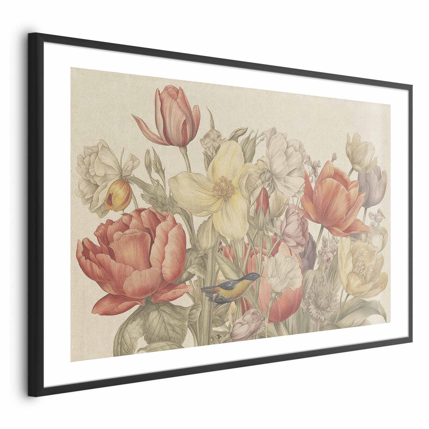 Flower Bouquet Cream Background Floral Poster