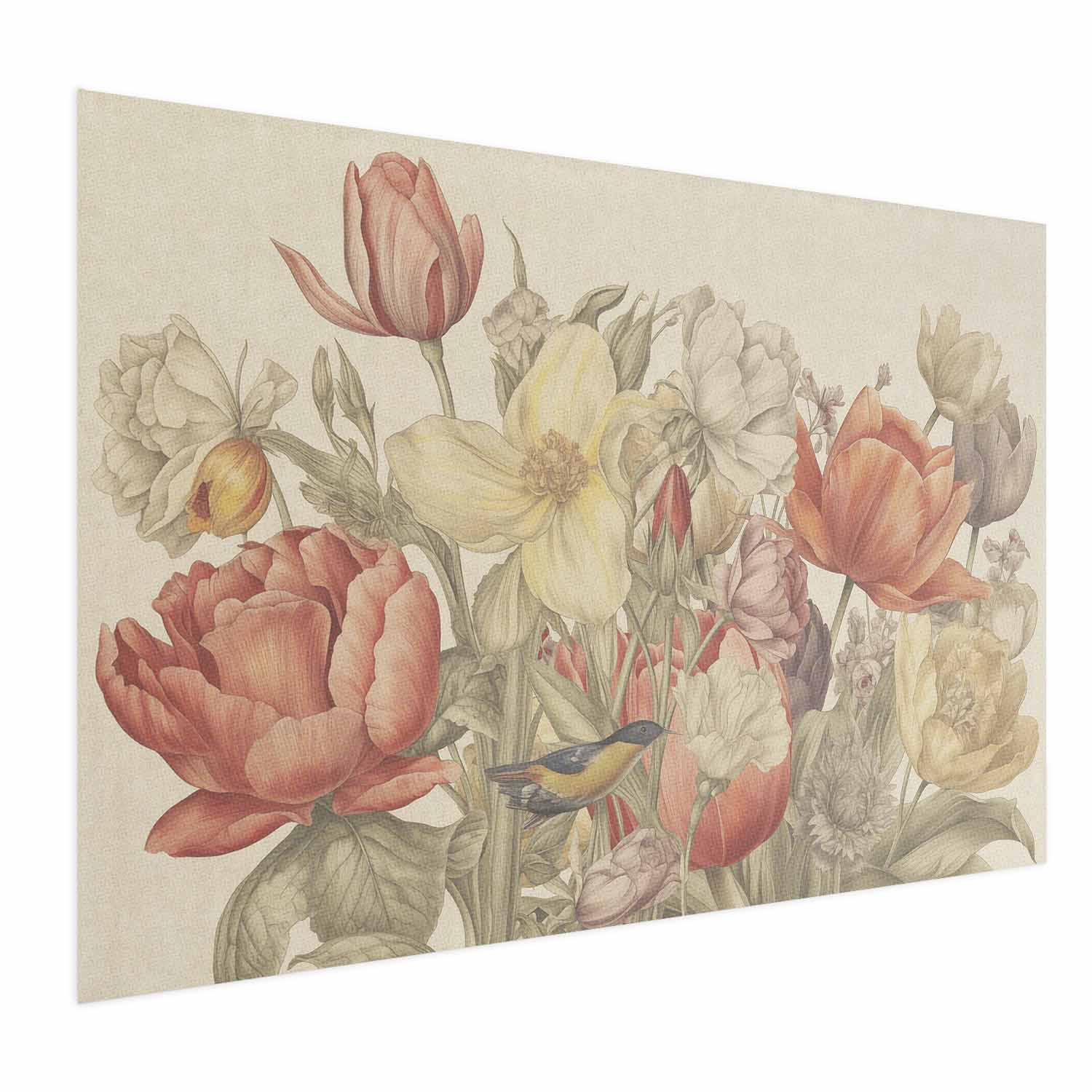 Flower Bouquet Cream Background Floral Poster