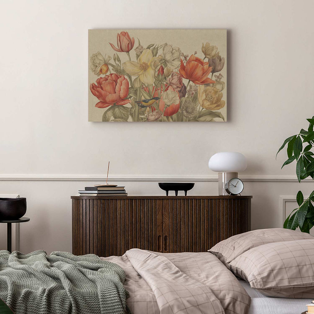 Bouquet of Flowers Cream Background Canvas Print