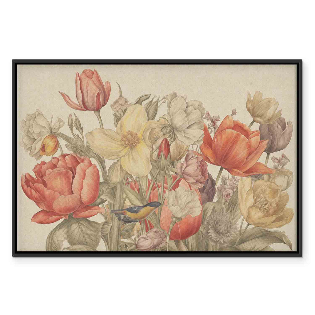 Bouquet of Flowers Cream Background Canvas Print