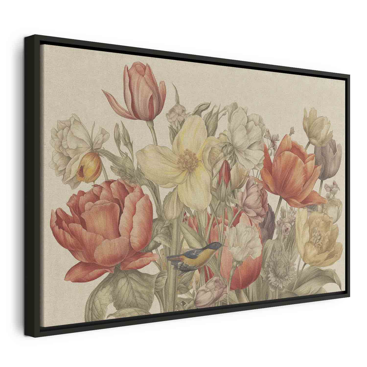 Bouquet of Flowers Cream Background Canvas Print