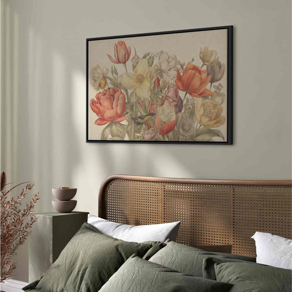 Bouquet of Flowers Cream Background Canvas Print