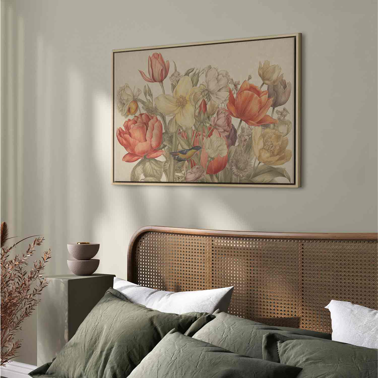 Bouquet of Flowers Cream Background Canvas Print