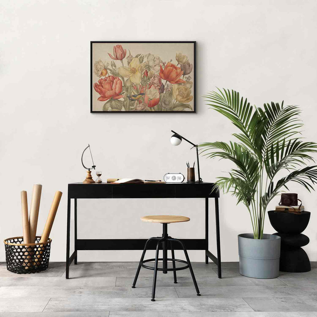 Bouquet of Flowers Cream Background Canvas Print