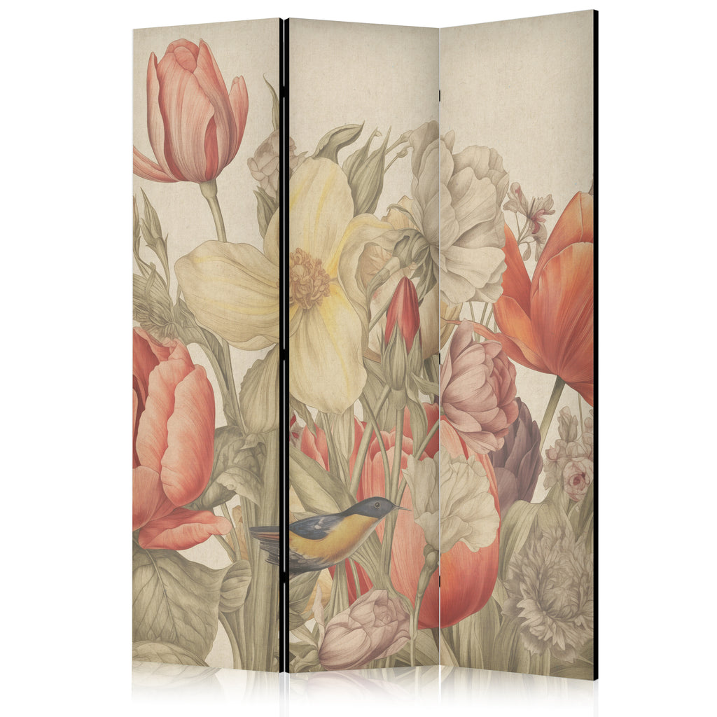 Room Divider Bouquet Tulips in Colorful Floral Illustration