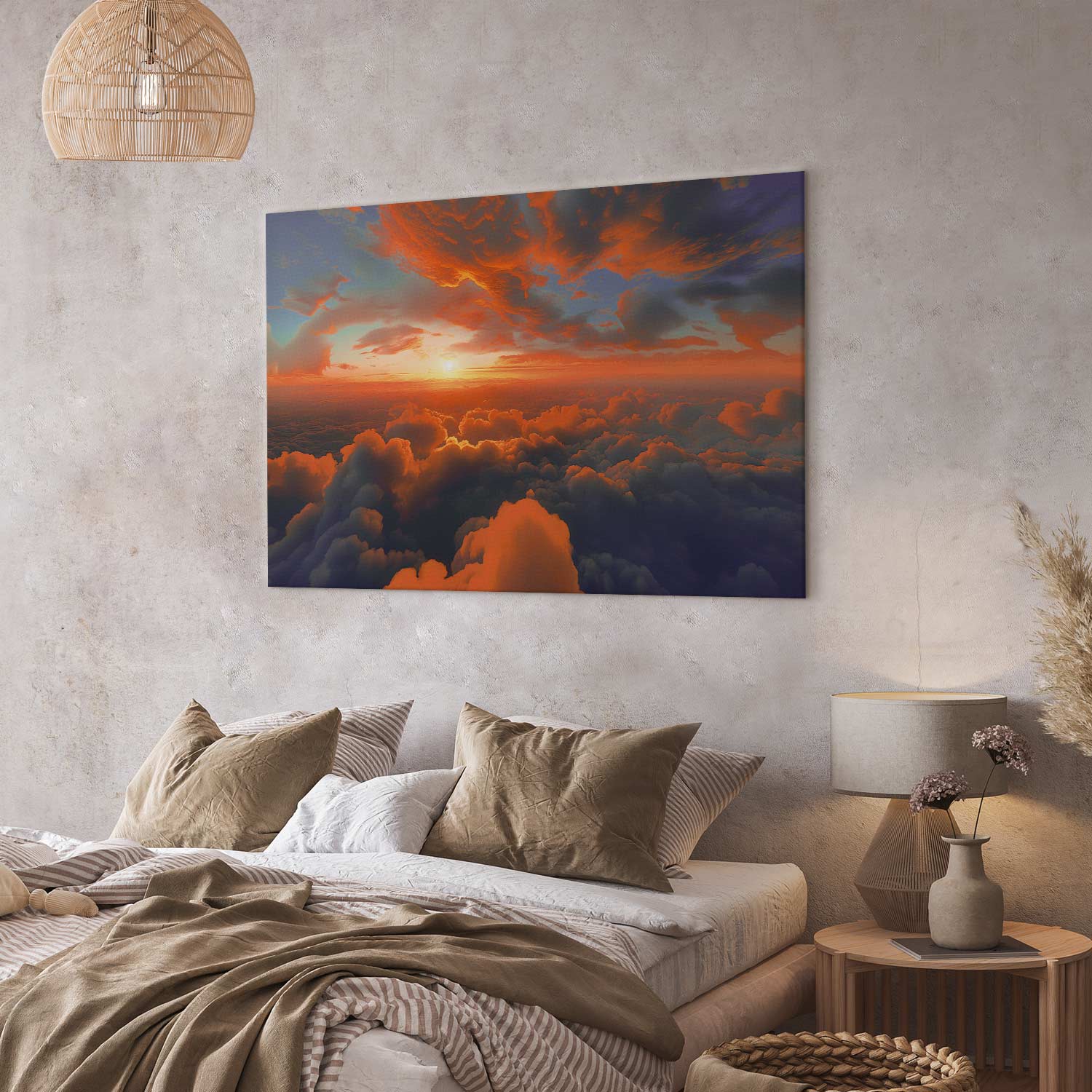 Morning Sky Clouds Multicolor Canvas Print