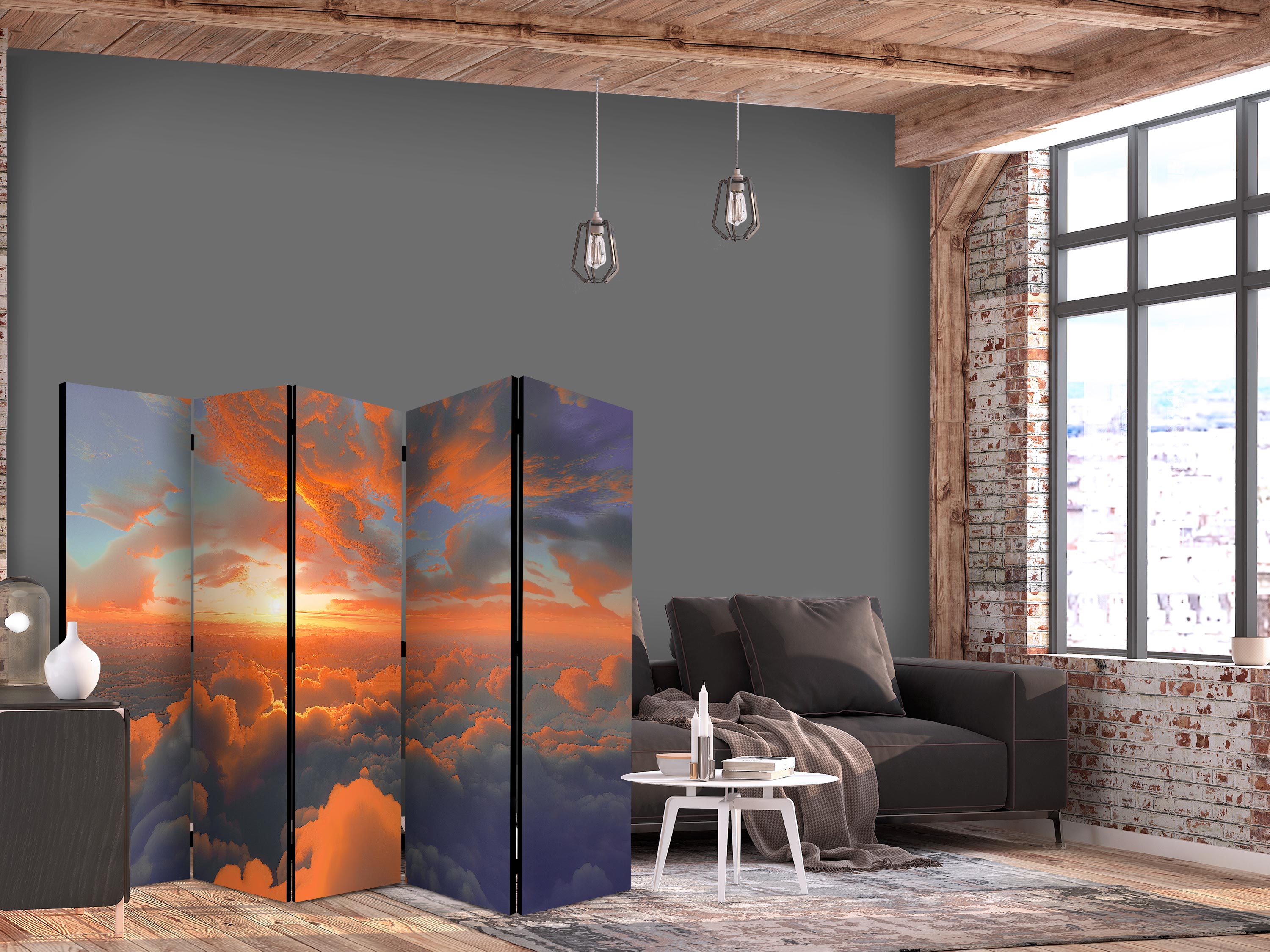 Room Divider - When Dawn Tickles the Clouds: A Color Spectacle on the Morning Sky