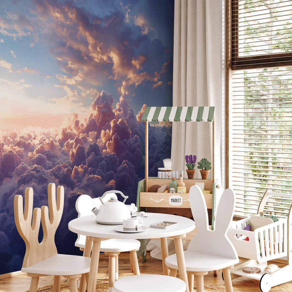 Golden Sun Over Cloudy Sea Wall Mural