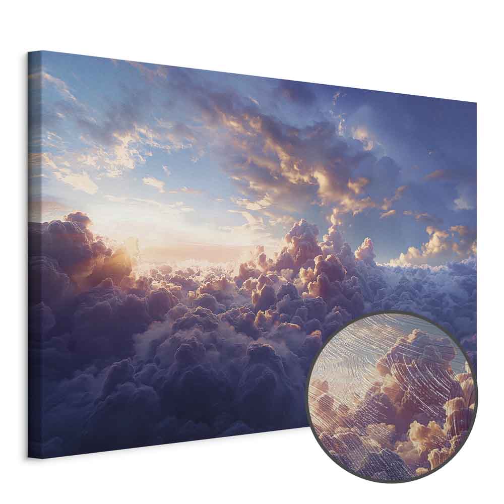 Golden Sun Behind Clouds Sea Canvas Print