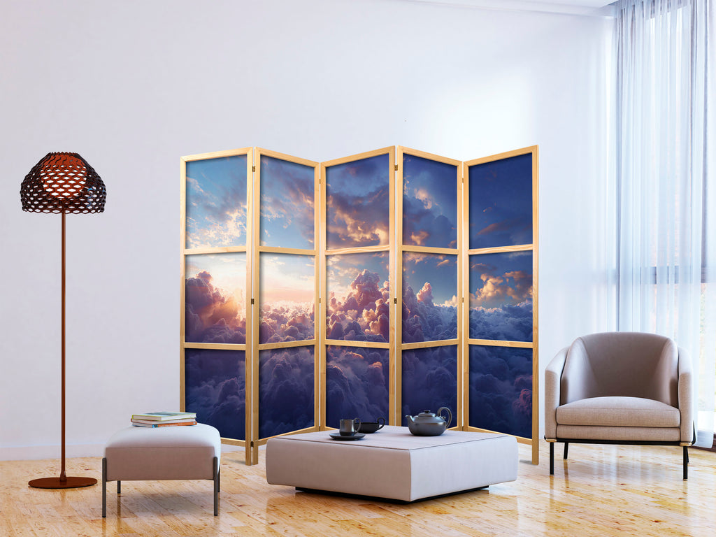 Japanese Room Divider: The Sun in Hiding - Golden Sky