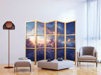 Japanese Room Divider: The Sun in Hiding - Golden Sky