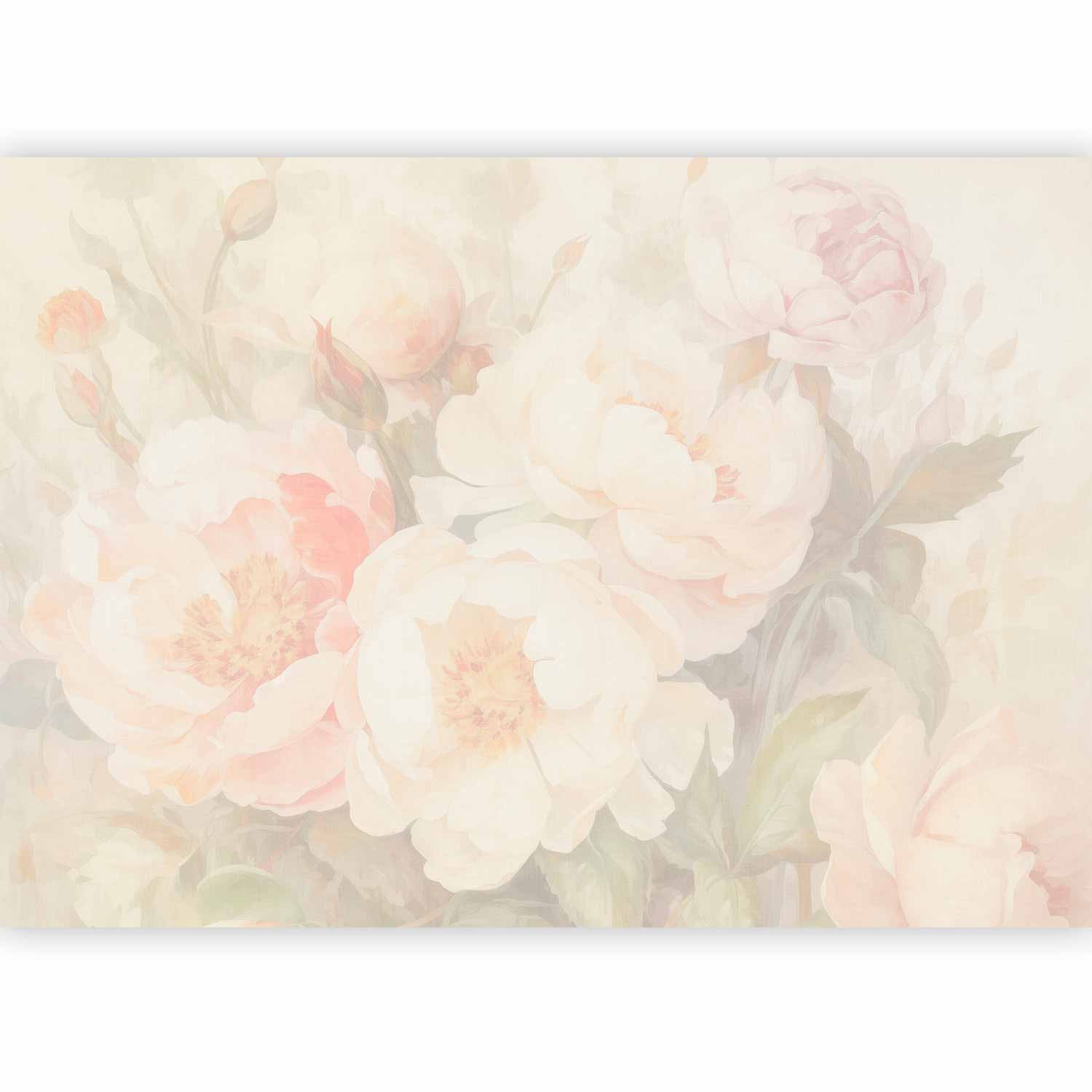 Misty Peonies Floral Wall Mural